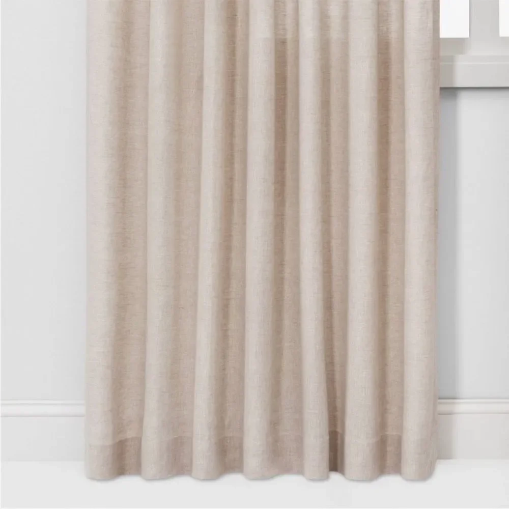 2!!!! THRESHOLD NWT linen light filtering curtain -natural -95”